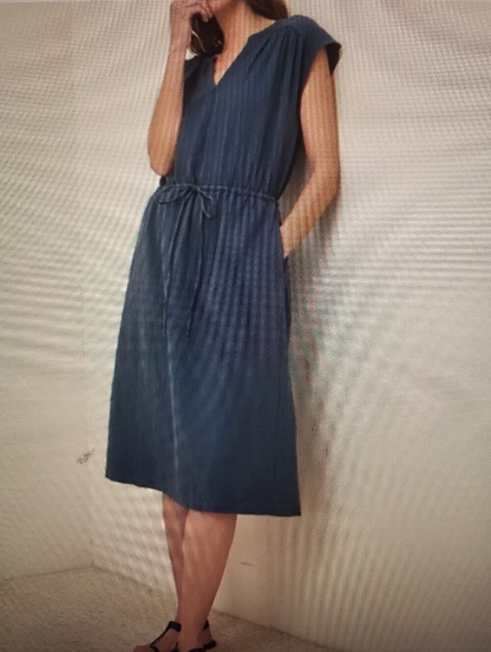 Pact Gauzy Blue Medium Organic Cotton Coastal Tie Midi Dress